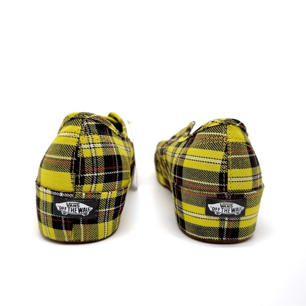 Vans Authentic Platform 2.0 Patent Plaid Lemon Chrome Black Sneakers Size 10 - Picture 8 of 11